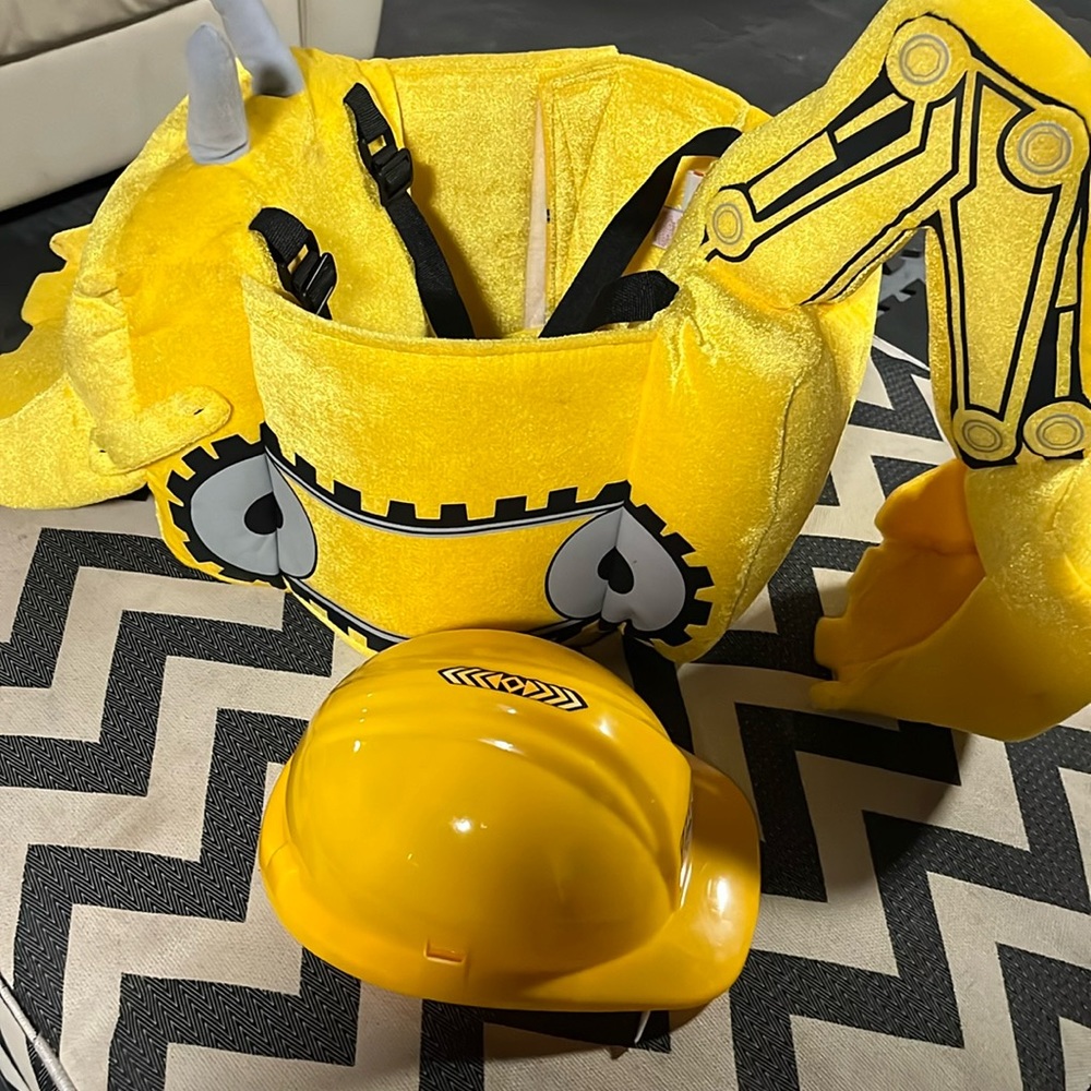 Kids Yellow Construction Dino Costume with Hard Hat